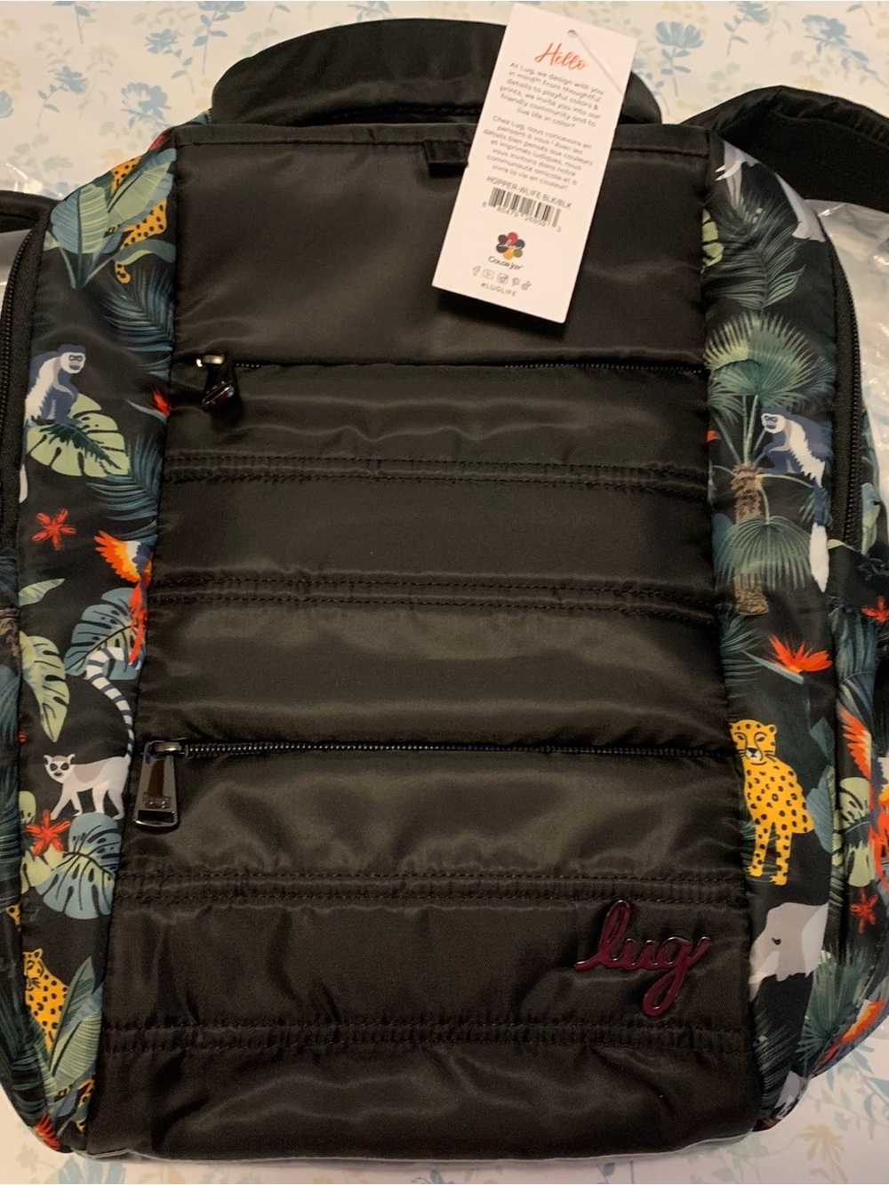 lug Black Backpack with Tropical Multicolor Accents